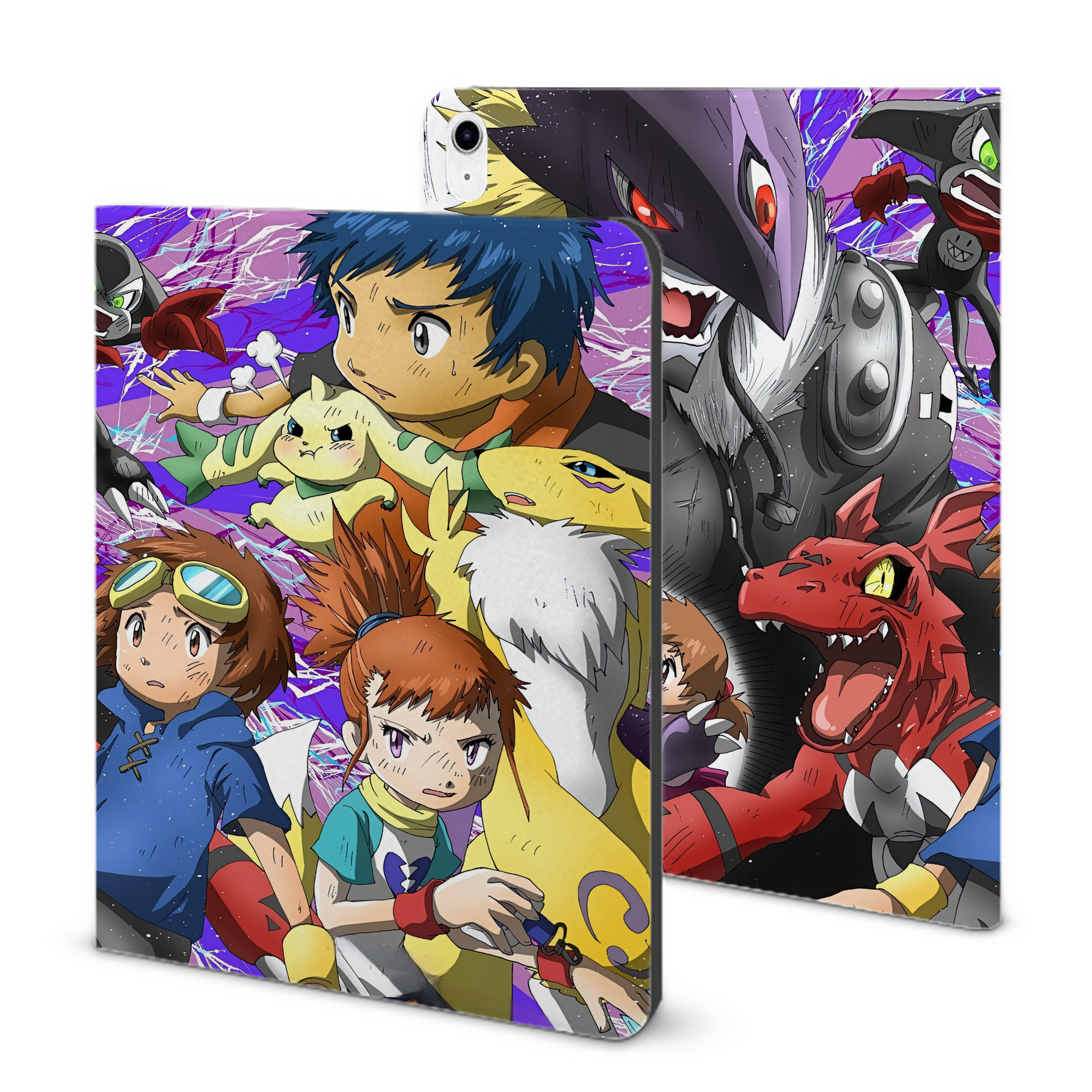 （画像用） Digimon デジタルモンスター/デジモン IPad ケース ブック型 PUレザー TPU 耐衝撃 軽量 薄型 ペン収納なし 全面保護 IPad 各モデル対応